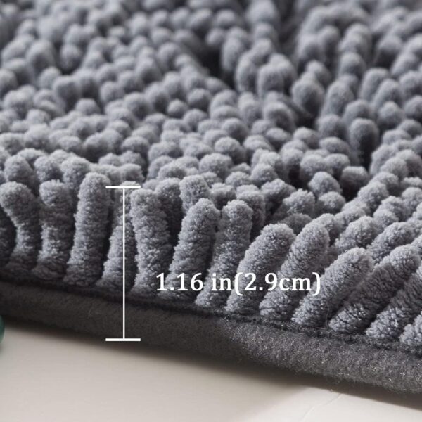 Bathroom Rug 32"×20", Non-Slip Bath Mat,Soft Cozy gy Thick Chenille Bath Rugs for Bathroom,Plush Rugs for Bathtubs,Water Absorbent Rain Showers and Under The Sink (Dark Grey) - Image 2