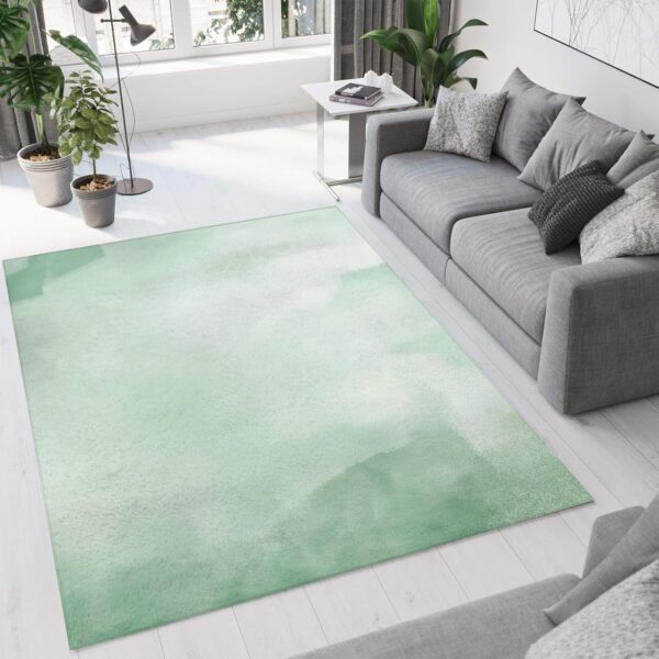 7x9 Area Rugs for Living Room, Machine Washable Non Slip Luxury Rugs, Low Pile Lightweight Modern Green Print Rug for Bedroom, Dining Room, Home Office