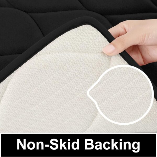Memory Foam Bathroom Rugs, Ultra Soft & Non-Slip Bath Mat, Water Absorbent and Machine Washable Bath Carpet Rug for Shower Bathroom Floor Rugs, 24''x16'', Black - Image 2