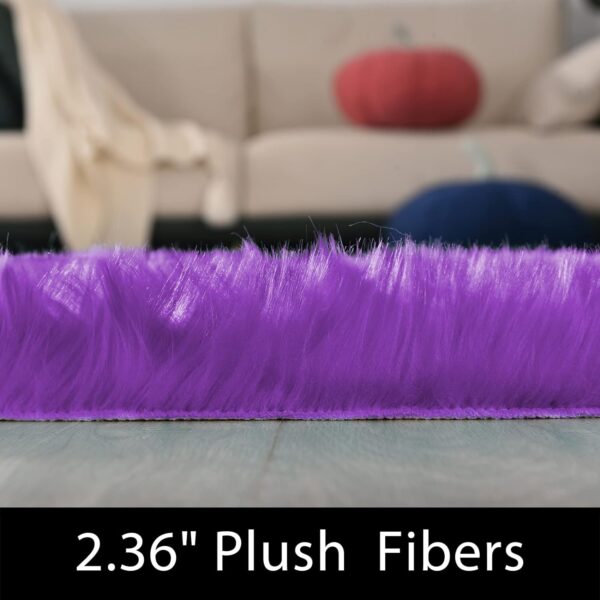 8x10 Area Rugs for Living Room Fluffy Bedroom Rug Purple Washable Rug Faux Fur Rug Fuzzy Shag Rug Carpet Floor Rug Plush Room Rug Home Decor Rectangle - Image 2