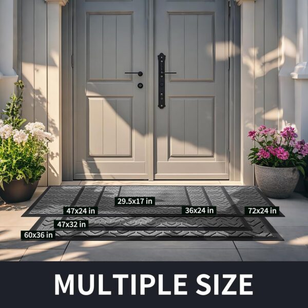 Front Door Mat Outisde Entrance, Waterproof Indoor Outdoor Welcome Mats for Entrance, Heavy Duty Non-Slip Rubber Backing, Garage or Patio Entry Floor, 29.5x17, Grey - Image 2