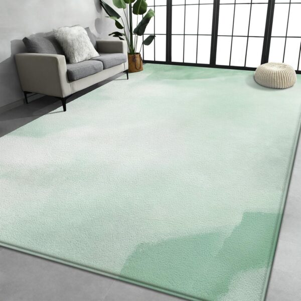 7x9 Area Rugs for Living Room, Machine Washable Non Slip Luxury Rugs, Low Pile Lightweight Modern Green Print Rug for Bedroom, Dining Room, Home Office - Image 2