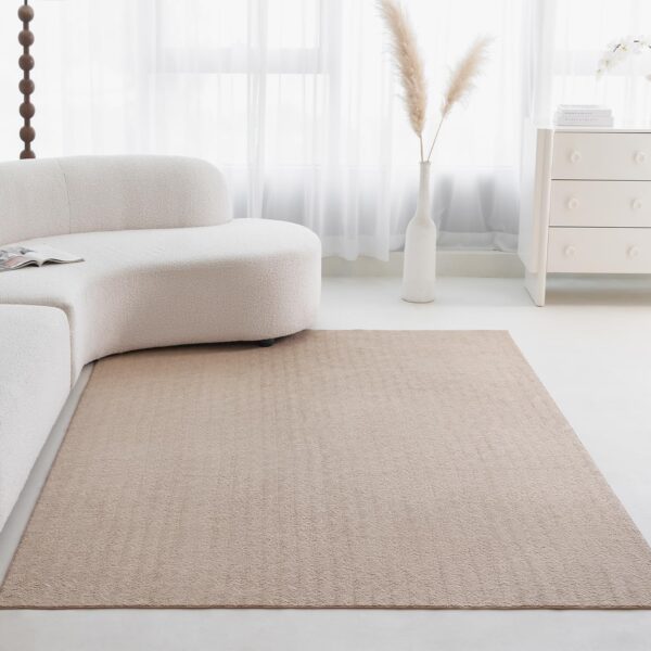 Faux Cashmere Area Rug - 3x5 Modern Low Pile Non-Slip Carpet for Living Room Bedroom, Camel - Image 2