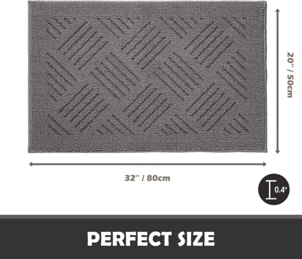 Door Mat Indoor Doormat,Front Back Door Mats Non Slip Entrance Rugs Rubber Backing,Inside Doormats for Entryway Low-Profile, Absorbent Resist Dirt Floor Mats Washable,20"x32"Grey - Image 2