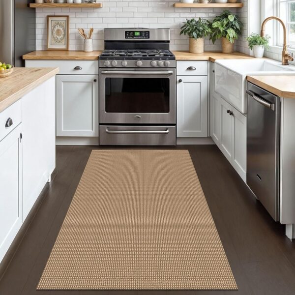 Boho Rugs for Entryway 3x5 ft Washable Area Rug Non Slip Rubber Backed Entry Rug Woven Indoor Door Mat Cotton Kitchen Rugs Floor Carpet for Entryway, Foyer, Backdoor, Tan/Orange/Brown - Image 2