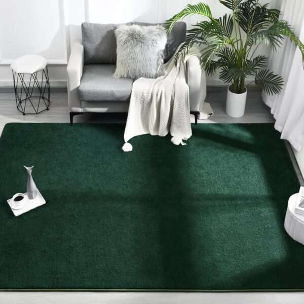 Area Rugs for Bedroom Living Room, 4x6 Dark Green Super Soft Comfy Thickened Memory-Foam Indoor Carpets, Modern Aesthetic Minimalist Carpet for Boys Girls Adults Apartment Nursery Home Décor - Image 2