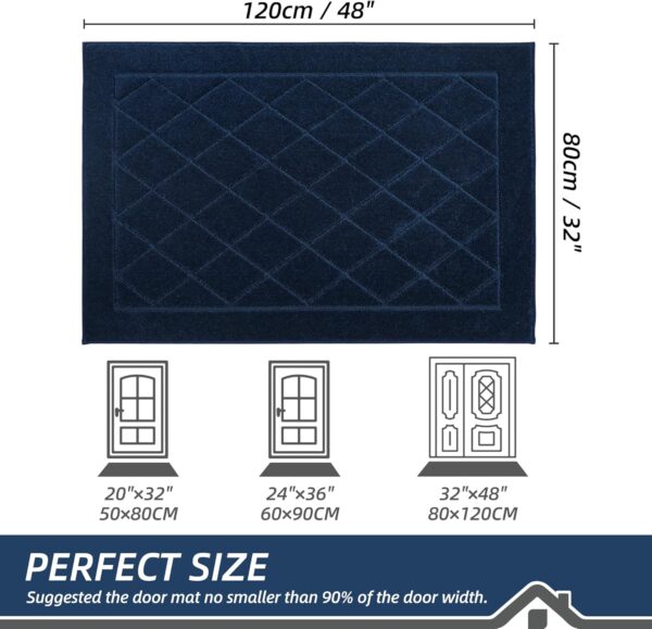 Door Mat 32" x 48", Doormat Non-Slip Entryway Rugs Washable, Dog Door Mat Stain Resistant and Absorbent Welcome Floor Mat for Front Back Door, Muddy Wet Shoes & Paws, Navy Blue - Image 2