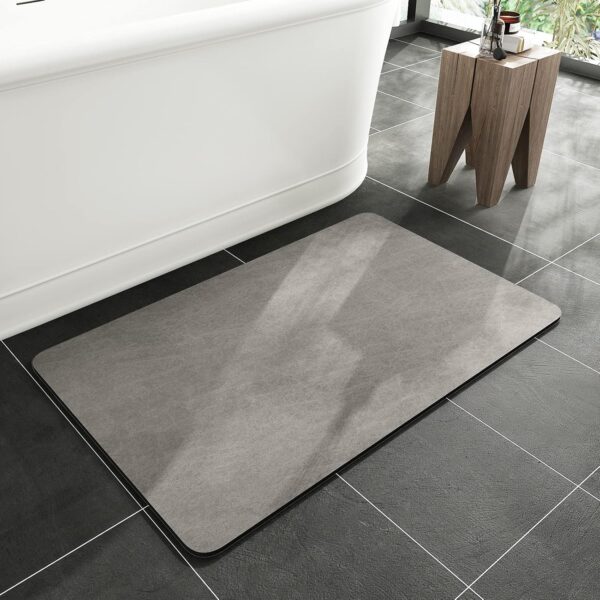 Bath Mat-Rubber Backing Non SlipThin Bathroom Rugs Fit Under Door- Quick Dry Absorbent Faux Suede Surface Grey Bathroom Floor Mats-Shower Rug for in Front of Bathtub Shower Gray 16x24