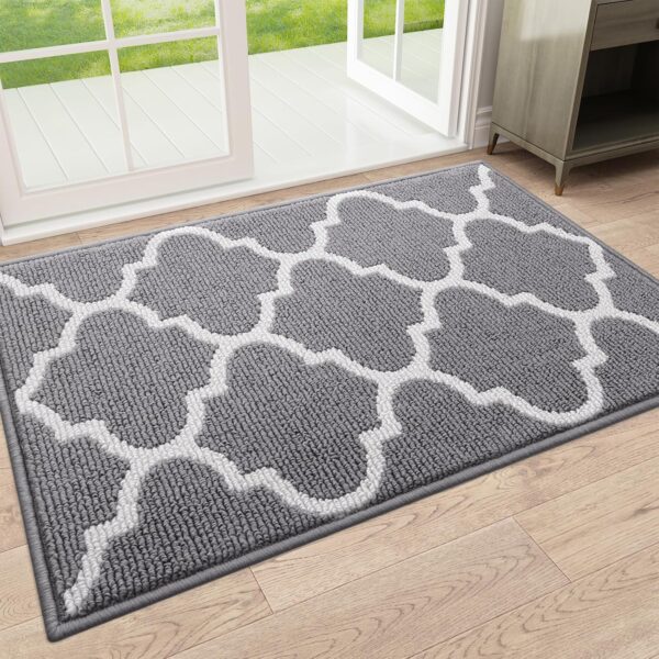 Indoor Door Mat, 32x20, Non-Slip Absorbent Resist Dirt Entrance Mat, Washable Low-Profile Inside Floor Mat Doormats for Entryway, Grey