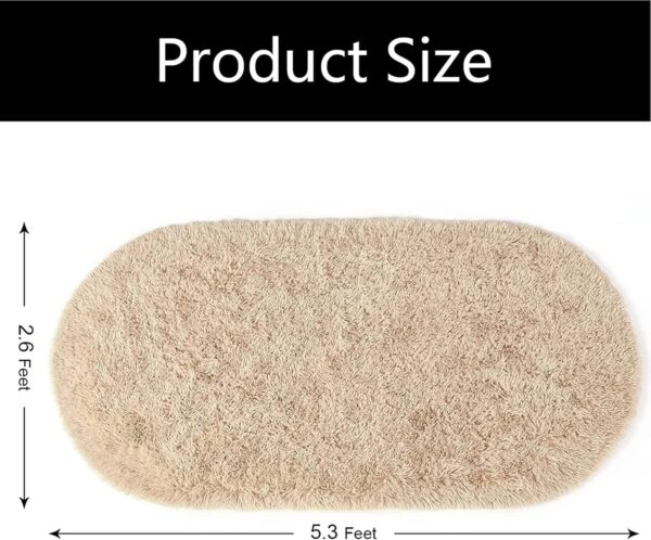 Fluffy Rugs for Bedroom, 2 Packs  Cute Area Rug for Girls and Kids Baby Room Home Decor, 2.6 x 5.3 Feet Oval Indoor Carpet for Nursery Dorm Living Room, Camel - Image 2