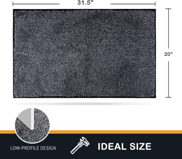 Door Mat 20" x 31.5", Non-Slip Machine Washable Entry Rug, Shoe Scraper, Dog Doormat, Super Absorbent Welcome Mat for Front & Back Door, Muddy Shoes & Paws, Bluish Grey-Black - Image 2