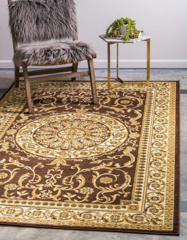 Traditional Classic Medallion Floral Motif Area Rug (2' 2 x 3' 0 Rectangular, Brown/ Ivory)