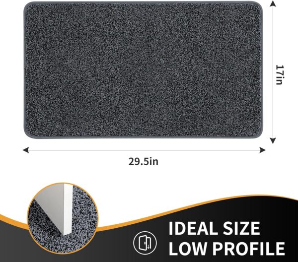 Front Door Mat Entrance, Non-Slip Absorbent Waterproof Welcome Doormat with TPR Backing, Dirt Trapping Entrance Inside Floor Mats for Entryway Washable Low-Profile, 29.5" x 17", Dark Grey - Image 2