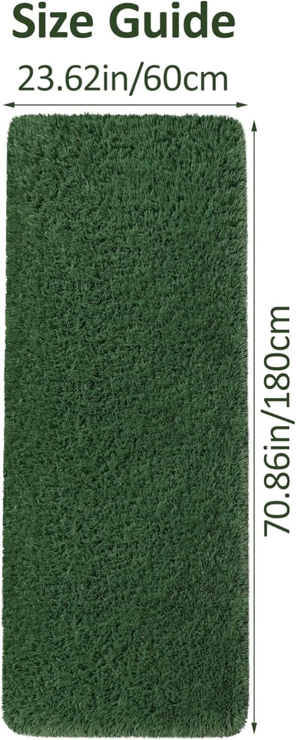 Runner Rug for Bedroom 2x6 Green Fluffy gy Rug Soft Plush Fuzzy Area Rug Bedside Runners for Hallway Kids Nursery Dorm Playroom Living Room with Non Slip Modern Indoor Decor Carpet - Image 2