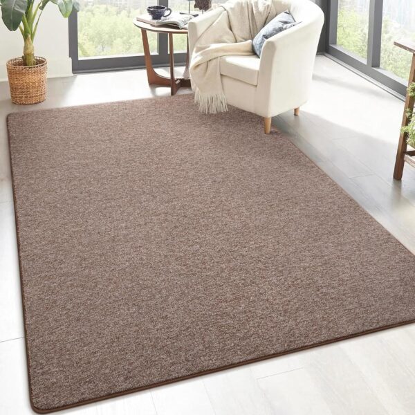 Soft Rugs for Bedroom, 3x5 Living Room Area Rug Washable Memory Foam Small Entryway Throw Rugs Low Pile Minimalist Non Slip Bedside Rug Carpet for Kids Nursery Dorm Room Decor Brown