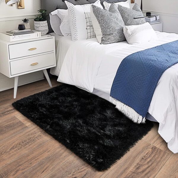 Small Black Area Rug, 2x3 Rug for Bedroom gy Throw Rugs for Dorm Rug, Soft  Carpet for Kids Room, Plush Comfy Fluffy Bedside Rug for Home Decor Aesthetic - Image 2