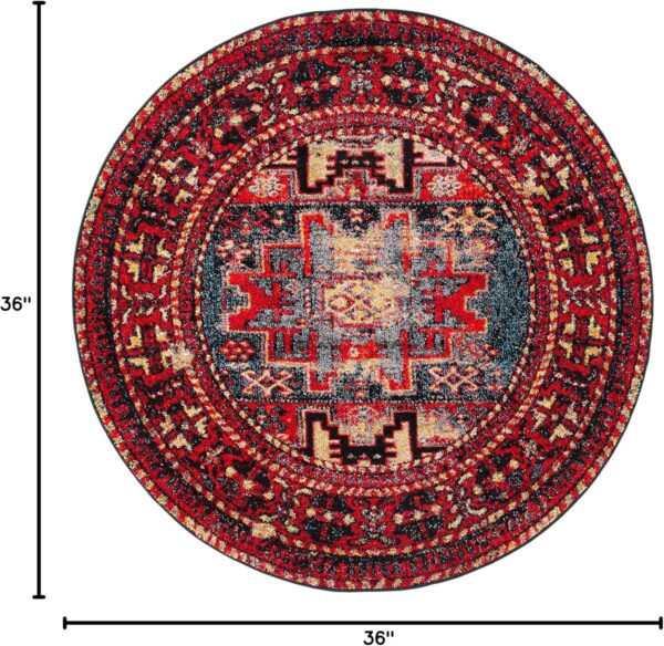 3' Round Red / Multi  Oriental Traditional Persian Non-Shedding Dining Room Entryway Foyer Living Room Bedroom Area Rug - Image 2