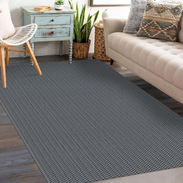 Washable Entryway Rug 3x5 Ft Area Rugs Cotton Rubber Backed Throw Rugs Indoor Door Mat Kitchen Rugs Braided Floor Carpet for Front Entrance Kitchen Living Room, Grey/Charcoal Grey - Image 2