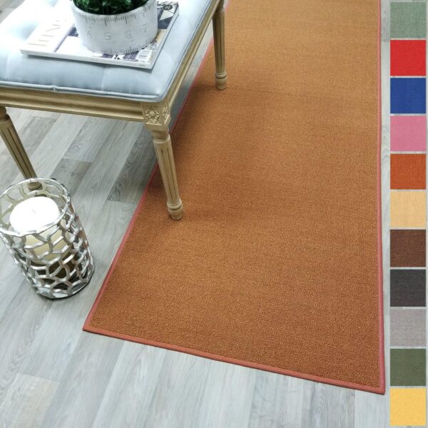 Custom Size Burnt-Orange Solid Plain Rubber Backed Non-Slip Hallway Stair Runner Rug Carpet 22 inch Wide Choose Your Length 22in X 8ft - Image 2