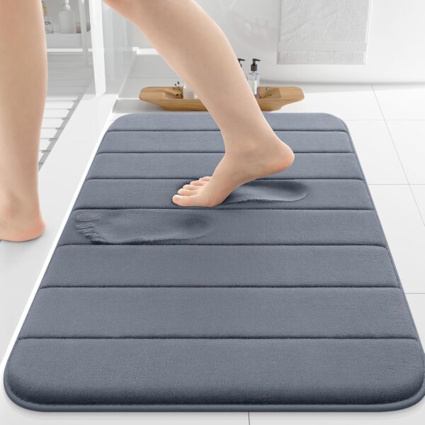 Memory Foam Bath Mat 30x20, Ultra Soft and Absorbent Bathroom Rugs, Non-Slip, Machine Wash Dry, Thick Bath Rug Carpet for Bathroom Floor, Sink and Shower, Dark Grey
